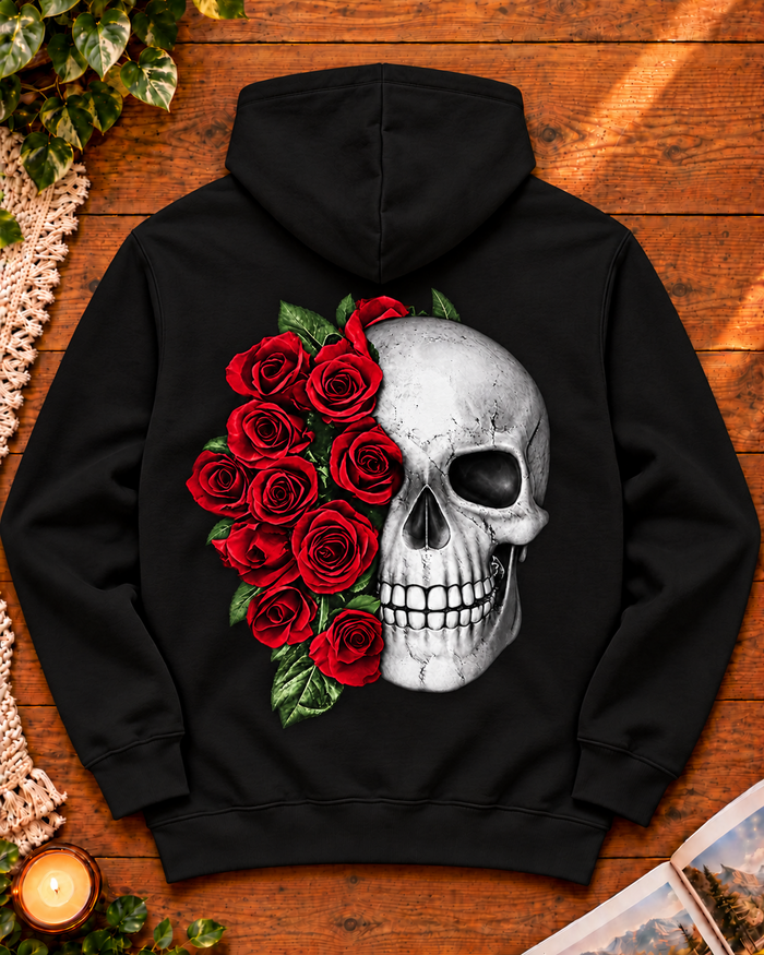Skull & Roses Gothic Graphic Hoodie