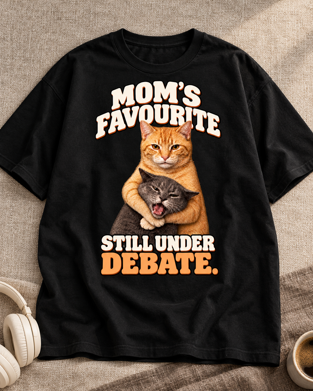 Mom’s Favourite Still Under Debate Cat Oversized Graphic T-Shirt