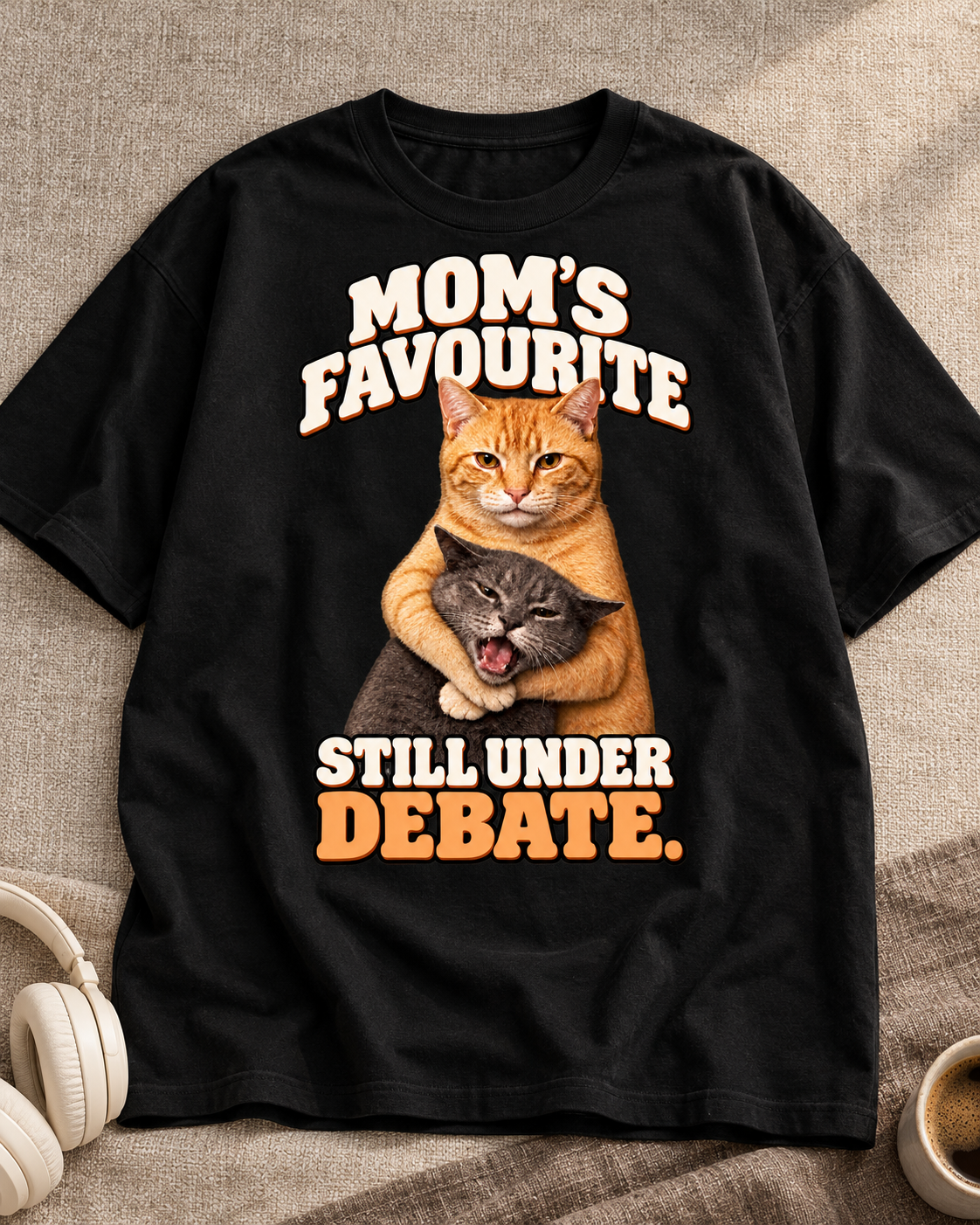 Mom’s Favourite Still Under Debate black oversized graphic T-shirt