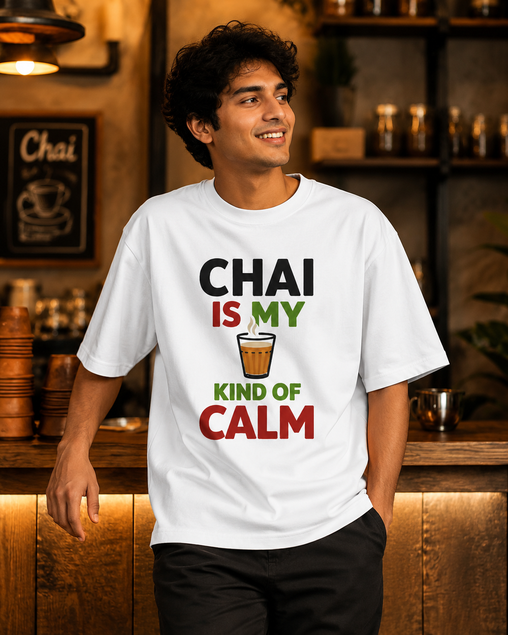 Chai Is My Kind of Calm Oversized Graphic T-Shirt