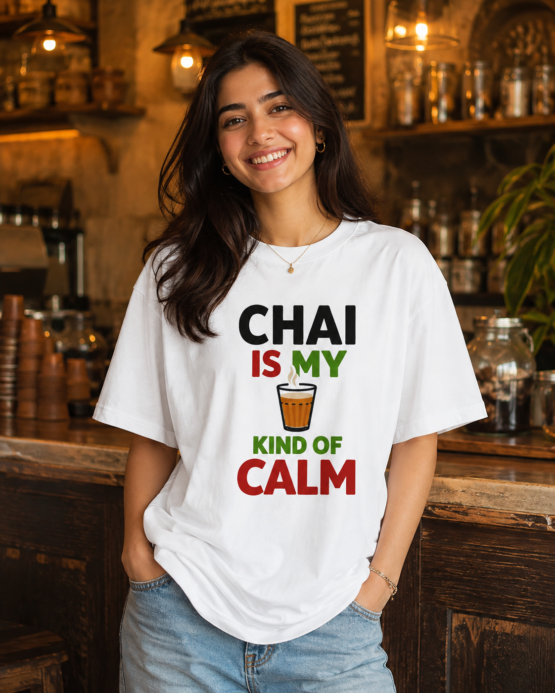 Chai Is My Kind of Calm Oversized Graphic T-Shirt