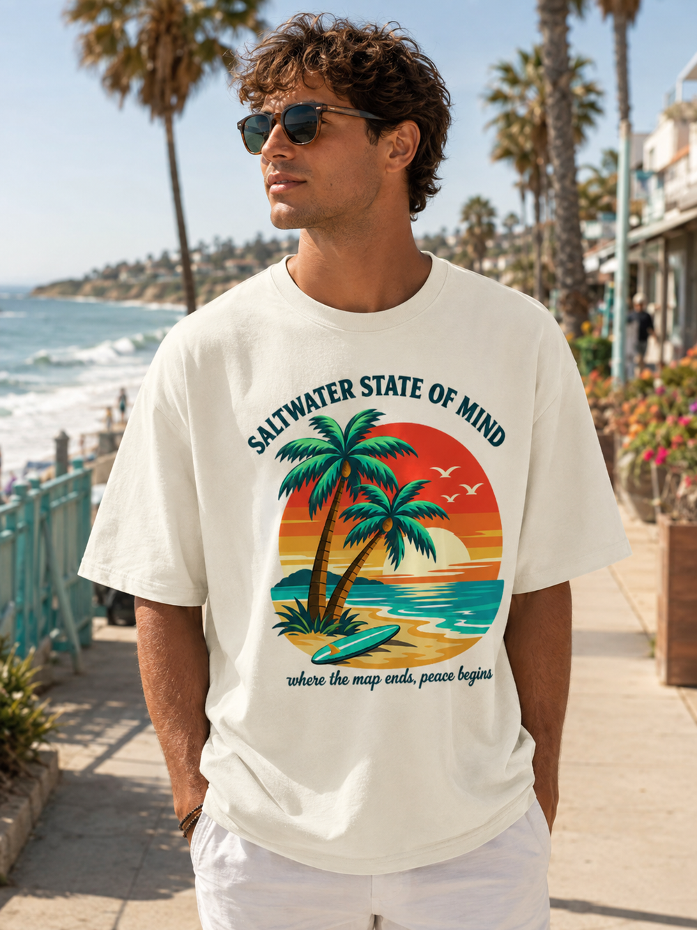 Saltwater State of Mind Oversized Graphic T-Shirt