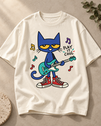 Play It Cool Cat Guitar off white oversized graphic T-shirt