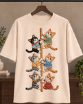 Climbing Cats Cat Lover Oversized Graphic T-Shirt