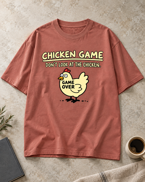 Chicken Game terracotta oversized graphic T-shirt