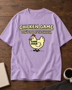 Chicken Game lavender oversized graphic T-shirt