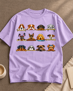 Dog Breeds Shelf lavender oversized graphic T-shirt