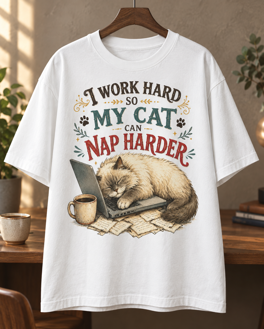 My Cat Can Nap Harder Cat Lover Oversized Graphic T-Shirt