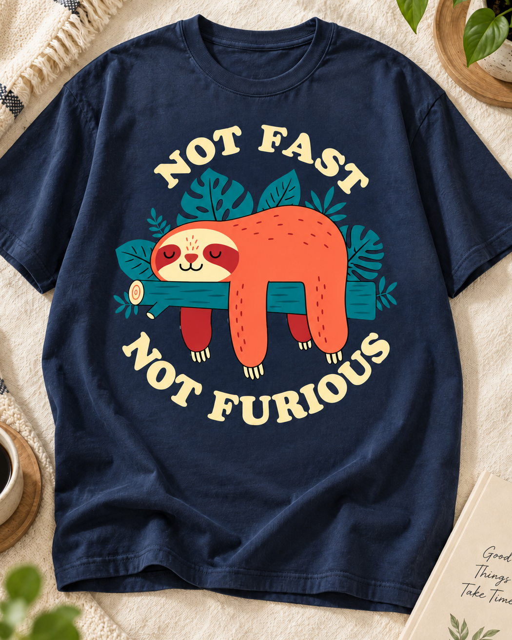 Not Fast Not Furious Sloth Oversized Graphic T-Shirt