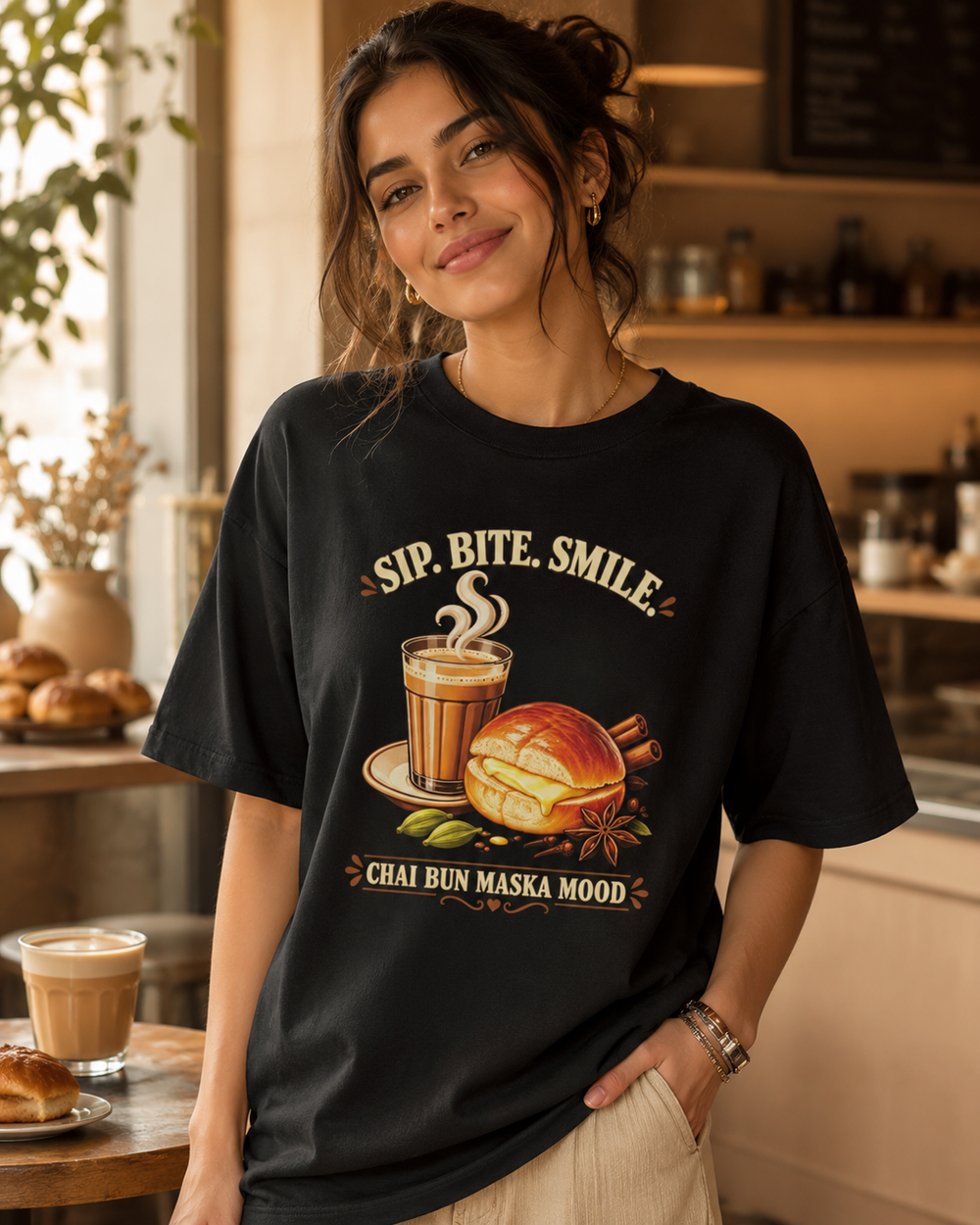 Chai Sip Bite Oversized Graphic T-Shirt