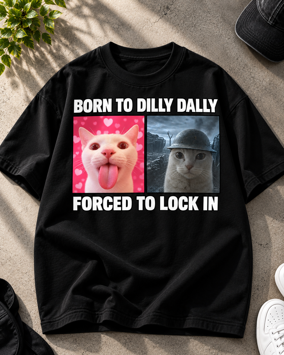 Born To Dilly Dally Black oversized T-shirt