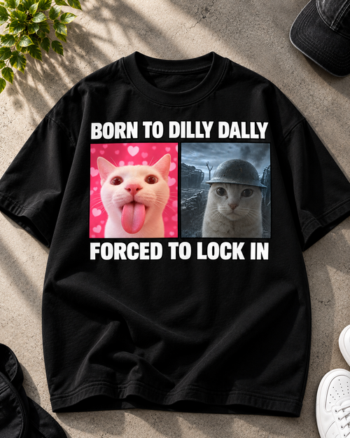 Born To Dilly Dally Black oversized T-shirt
