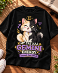 My Cat Has Gemini Energy Cat Lover Oversized Graphic T-Shirt