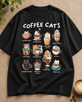 Coffee Cats Cat Lover Oversized Graphic T-Shirt