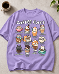 Coffee Cats Cat Lover Oversized Graphic T-Shirt