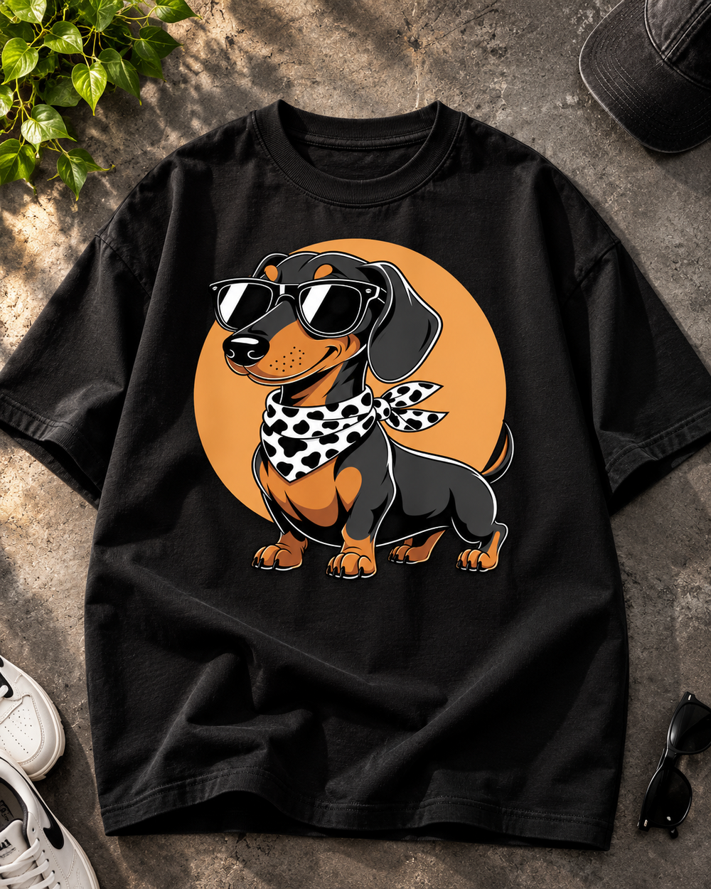Cool Dachshund Dog Lover Oversized Graphic T-Shirt