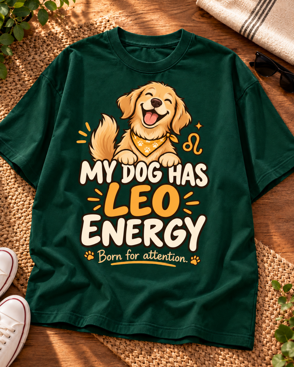 My Dog Has Leo Energy Dog Lover Oversized Graphic T-Shirt