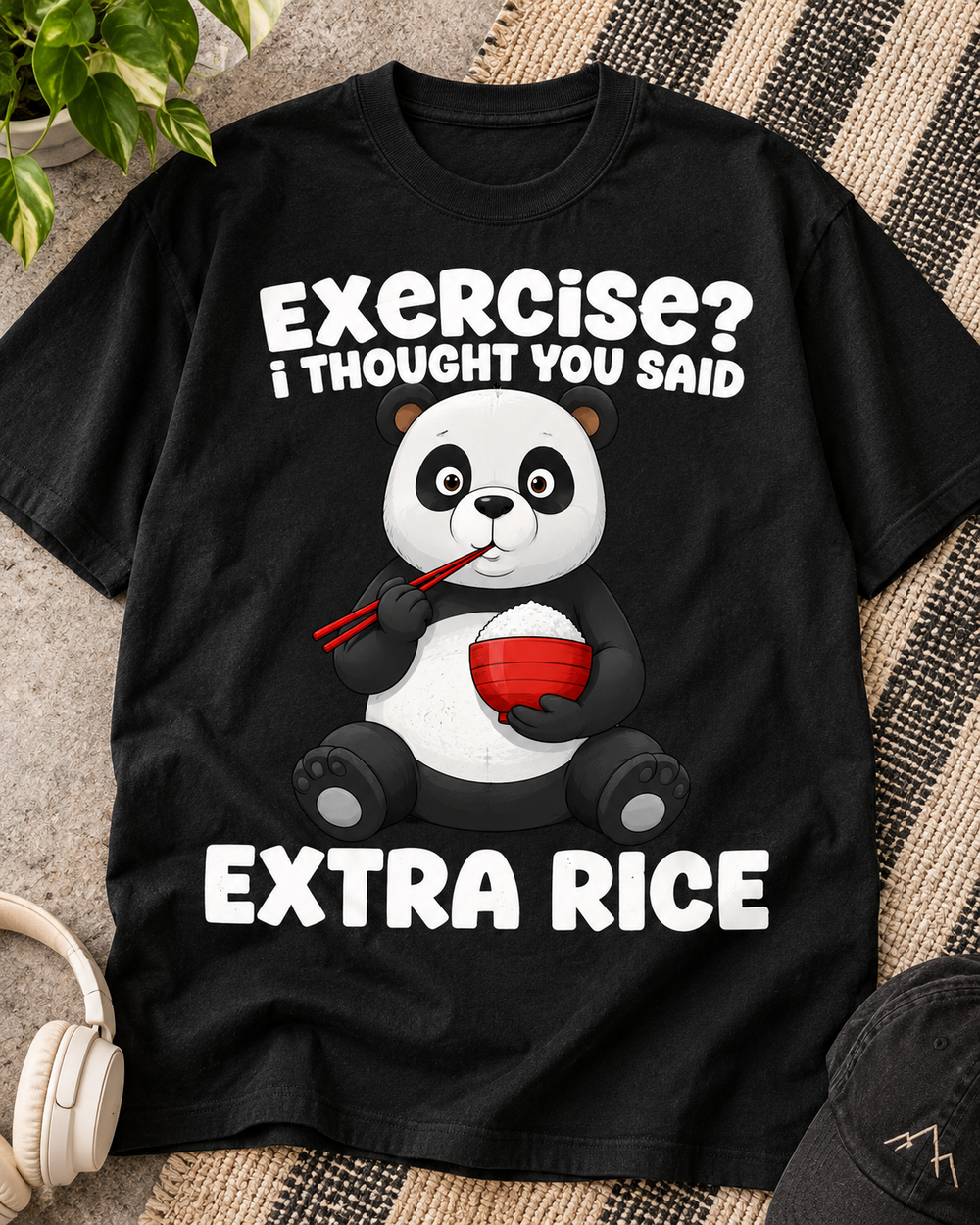 Exercise Extra Rice Panda Oversized Graphic T-Shirt