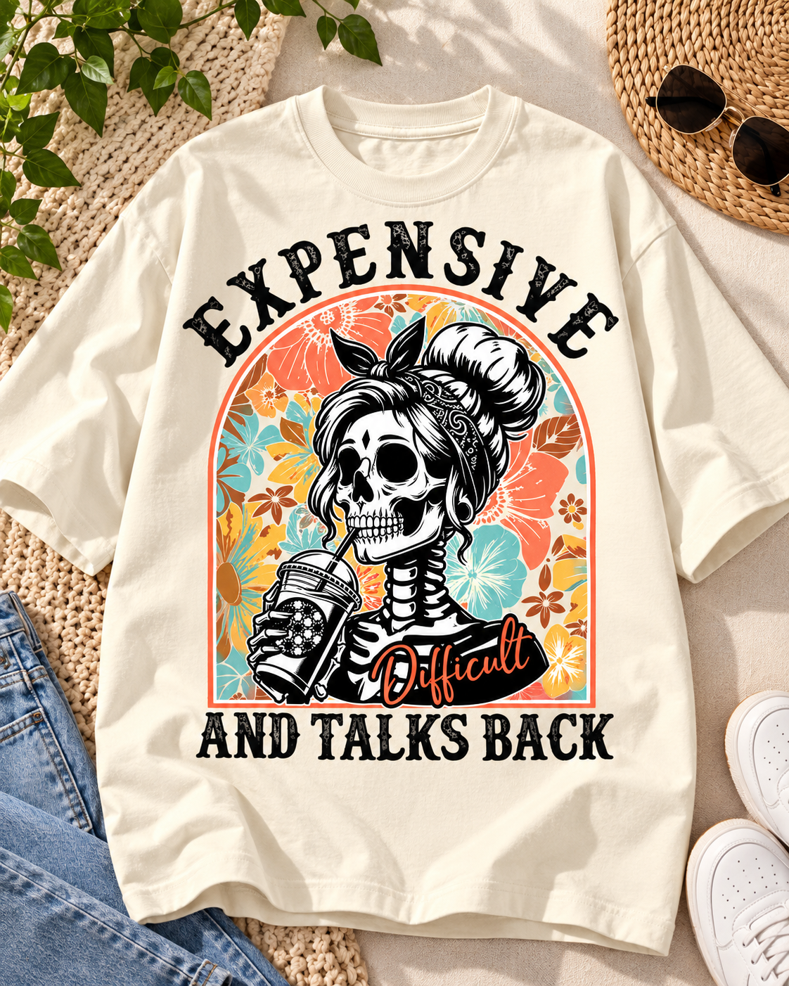 Expensive and Talks Back off white oversized T-shirt