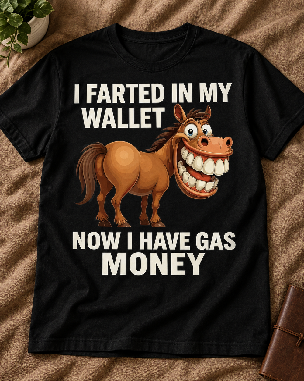 Gas Money Horse Humor Oversized Graphic T-Shirt