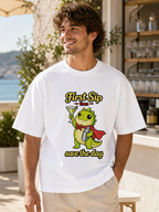 Model wearing First Sip Then Save the Day oversized T-shirt in White