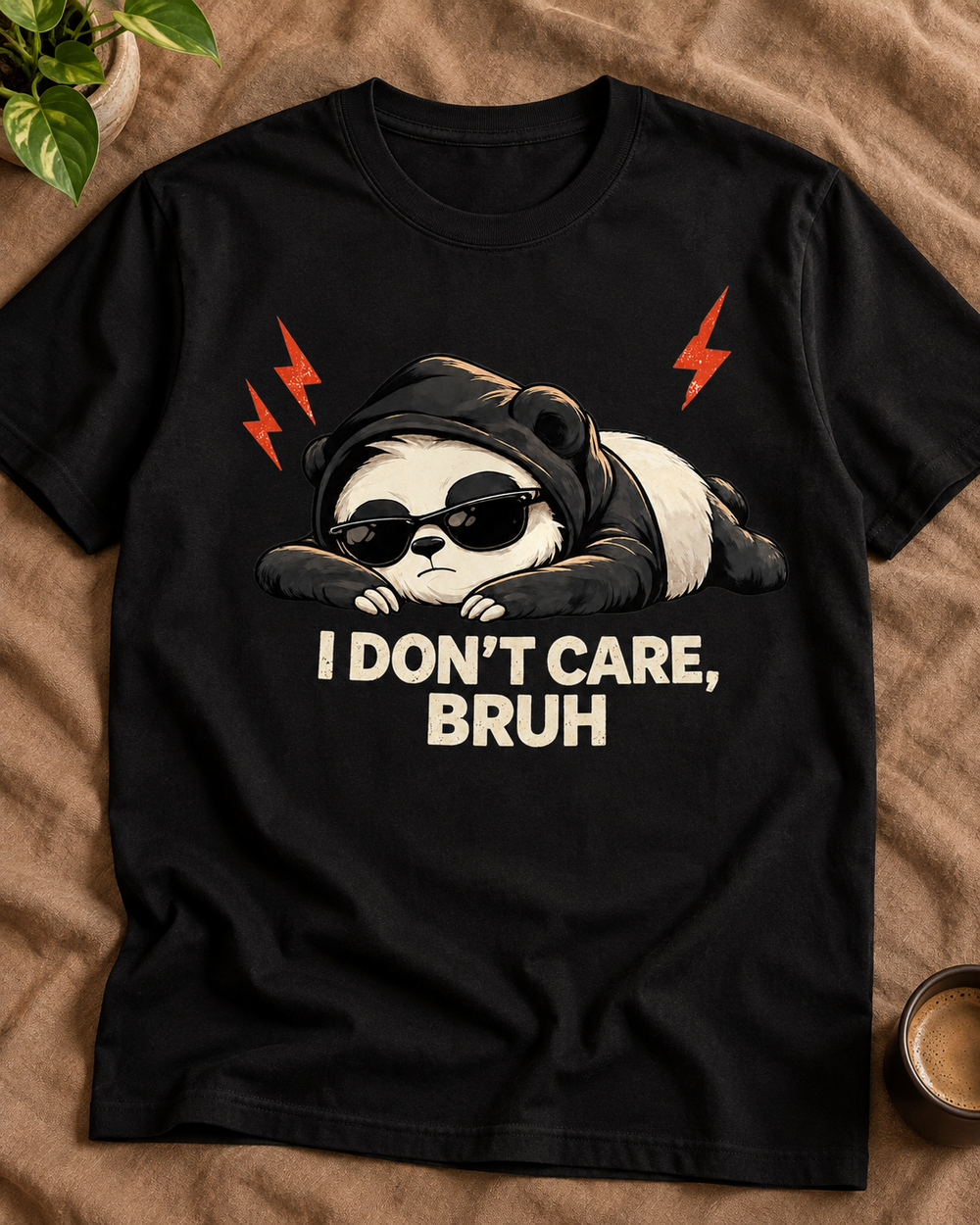 I Don't Care Bruh Panda Oversized Graphic T-Shirt