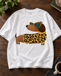 Leopard Style Dachshund Dog Lover Oversized Graphic T-Shirt