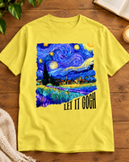 Golden Yellow regular-fit crew T-shirt featuring Let It Gogh artwork