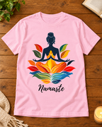 Namaste meditation lotus baby pink regular fit graphic T-shirt