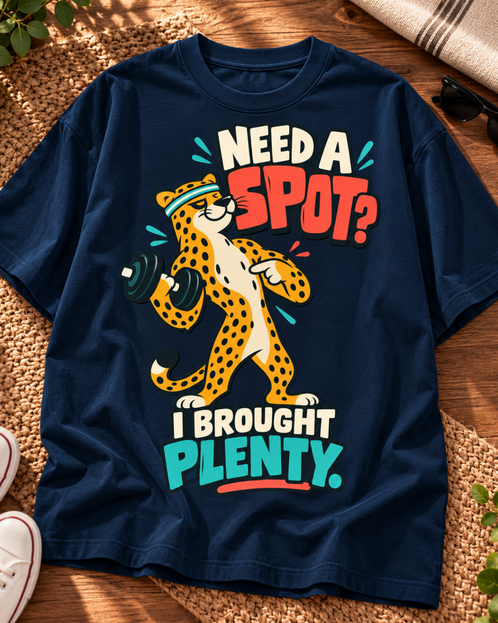 Need a Spot I Brought Plenty Gym Humor Oversized Graphic T-Shirt