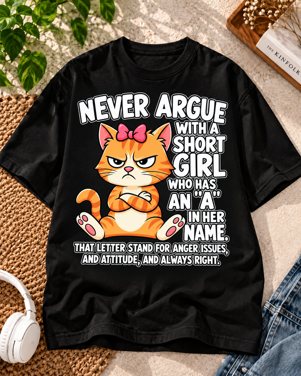 Never Argue With a Short Girl Black oversized T-shirt