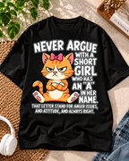 Never Argue With a Short Girl Black oversized T-shirt