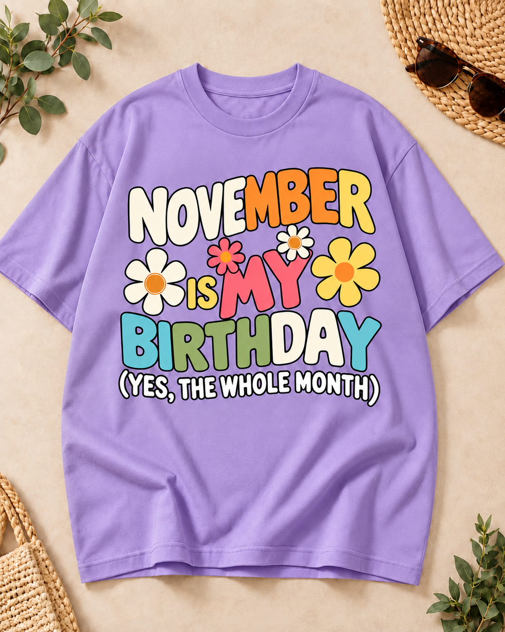 November Is My Birthday Lavender oversized T-shirt