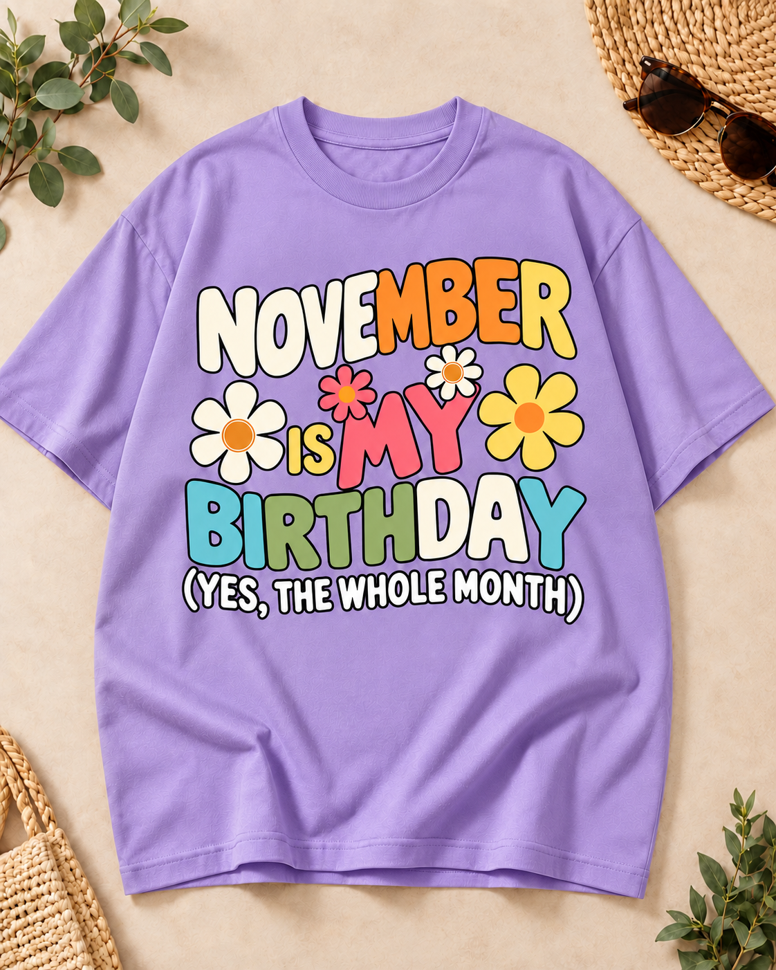 November Is My Birthday Lavender oversized T-shirt