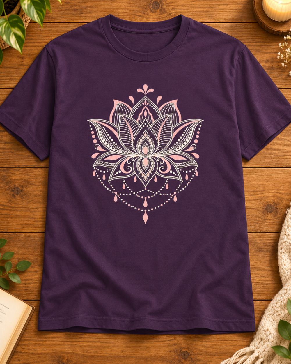 Ornamental Lotus Regular Fit Graphic T-Shirt