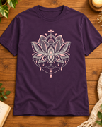 Ornamental lotus deep plum regular fit graphic T-shirt