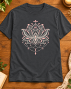Ornamental lotus steel grey regular fit graphic T-shirt