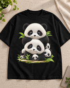 Panda Family Black oversized T-shirt