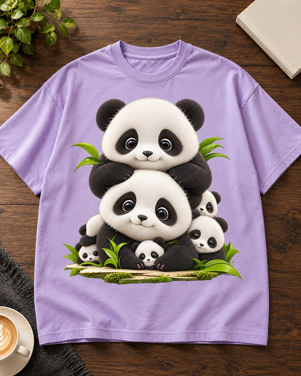 Panda Family Oversized Graphic T-Shirt