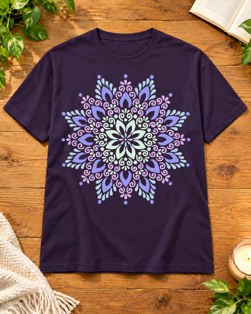 Pastel Floral Mandala Regular Fit Graphic T-Shirt