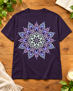 Pastel floral mandala purple regular fit graphic T-shirt