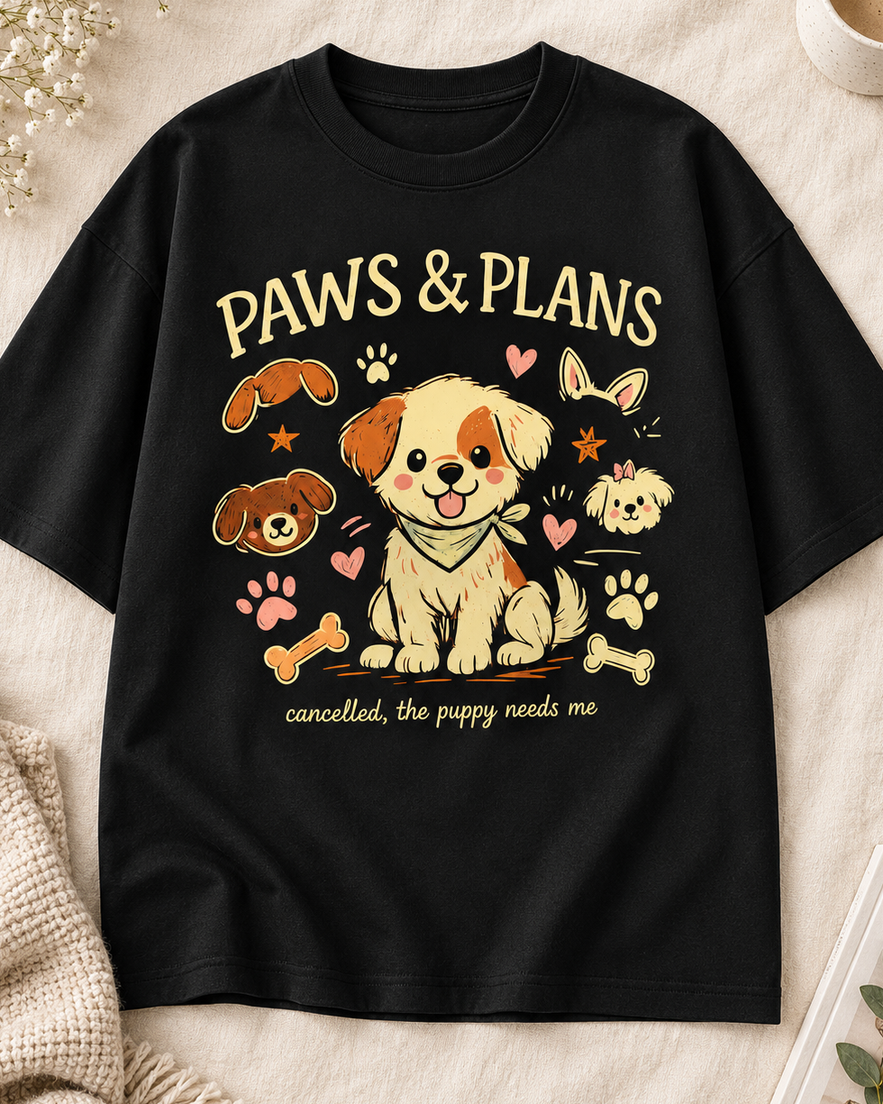 Paws & Plans Dog Lover Oversized Graphic T-Shirt