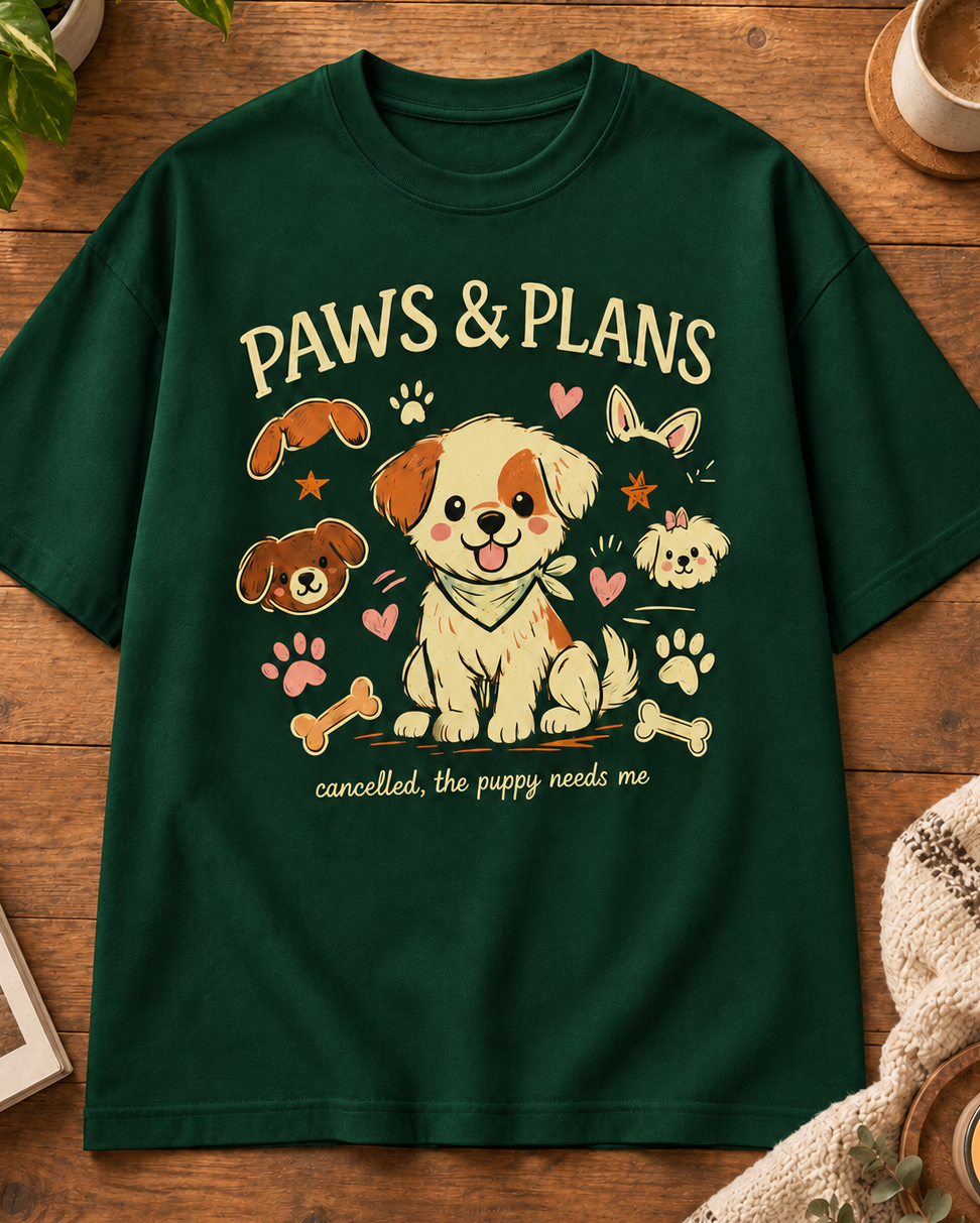 Paws & Plans Dog Lover Oversized Graphic T-Shirt