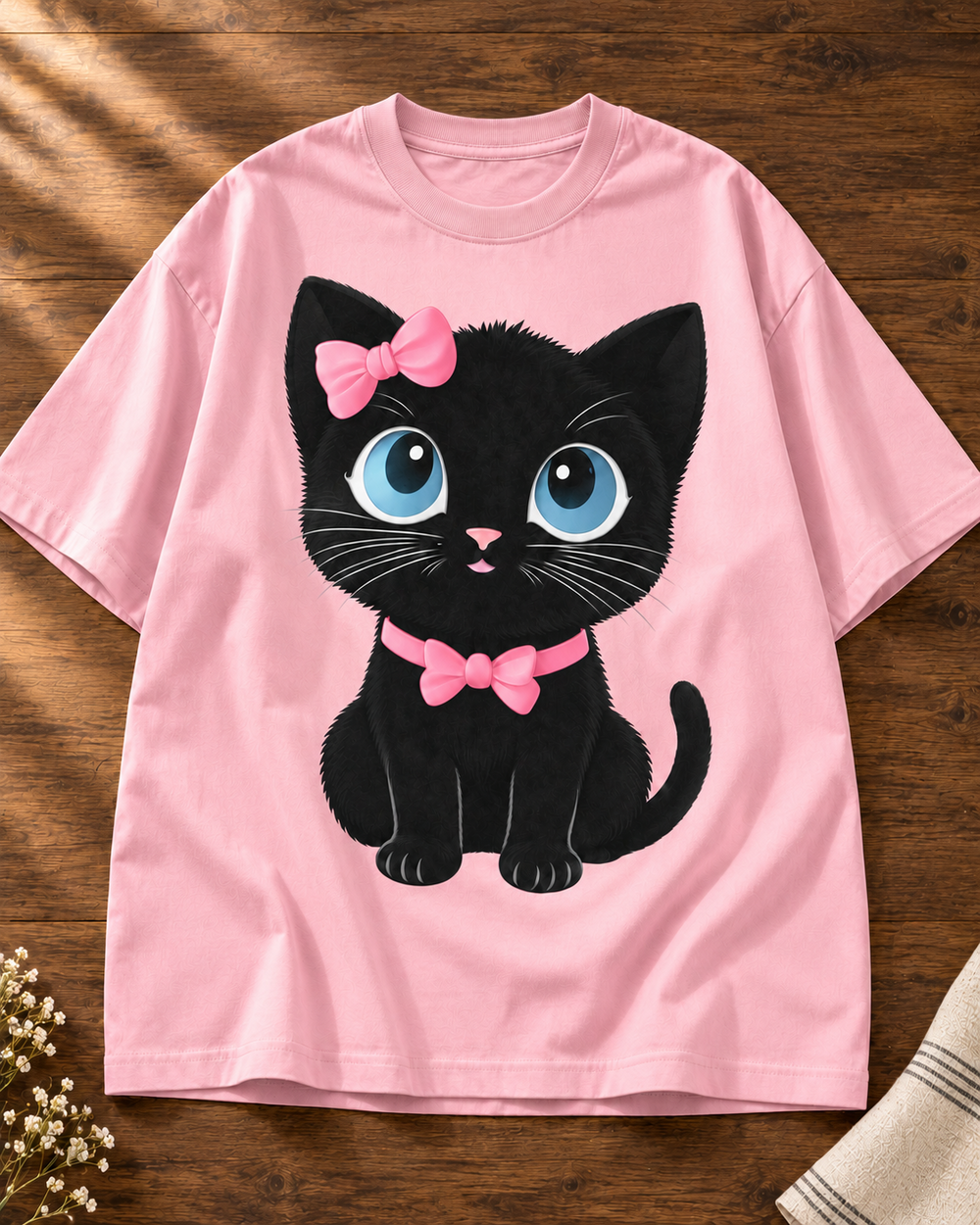 Pretty Kitty Cat Lover Oversized Graphic T-Shirt