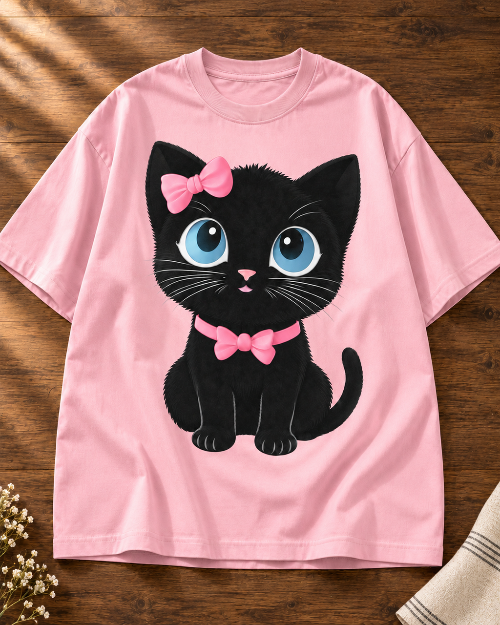 Pretty Kitty Light Baby Pink oversized T-shirt