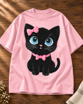 Pretty Kitty Cat Lover Oversized Graphic T-Shirt