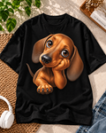 Puppy Eyes Dachshund Dog Lover Oversized Graphic T-Shirt