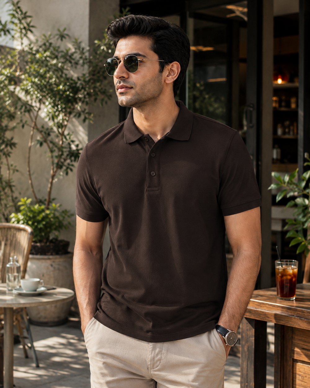 Coffee Brown Men’s Cotton Polo T-Shirt