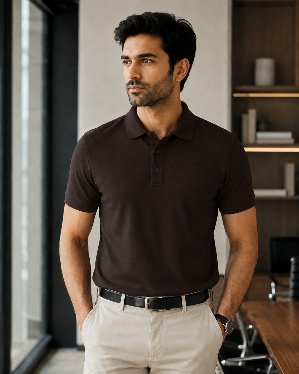 Coffee Brown Men’s Cotton Polo T-Shirt