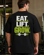 Eat Lift Grow black gym oversized T-shirt by REBELO